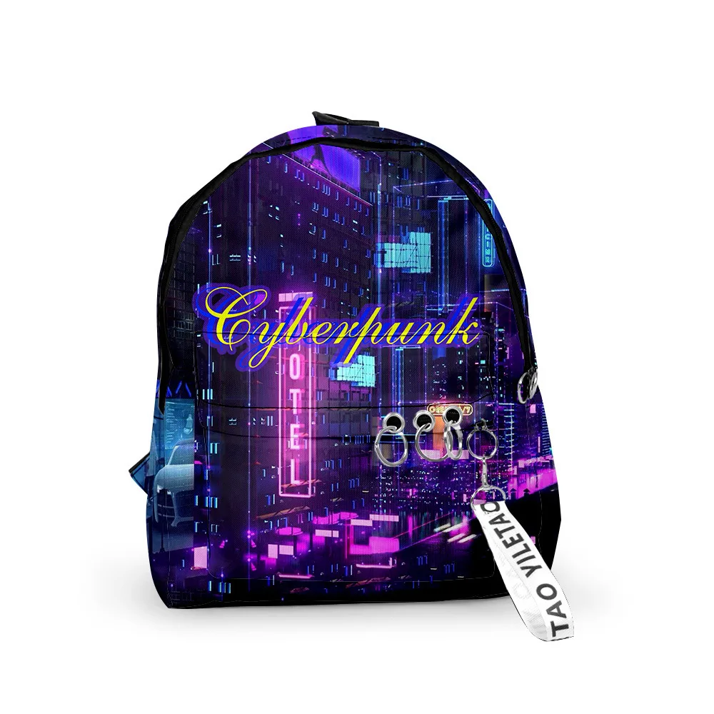 Hip Hop Popular Cyberpunk Backpacks Boys/Girls pupil School Bags 3D Print Keychains Oxford Waterproof Cute Small Backpacks