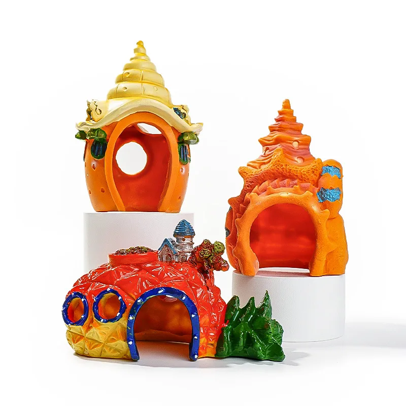 Mini Mushroom Conch Shell Hideout for Hermit Crab, Aquarium Fish Tank Decoration, Reptile Terrarium Ornament,