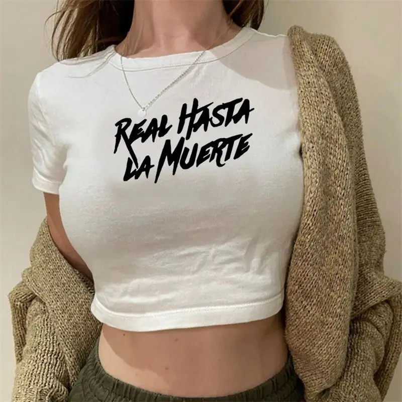 

Nice Women's Clothing Summer Korean Version Tees Tops Short Sleeved T-shirt Niche Navel Short Style Versatile Top New Trend T-Sh
