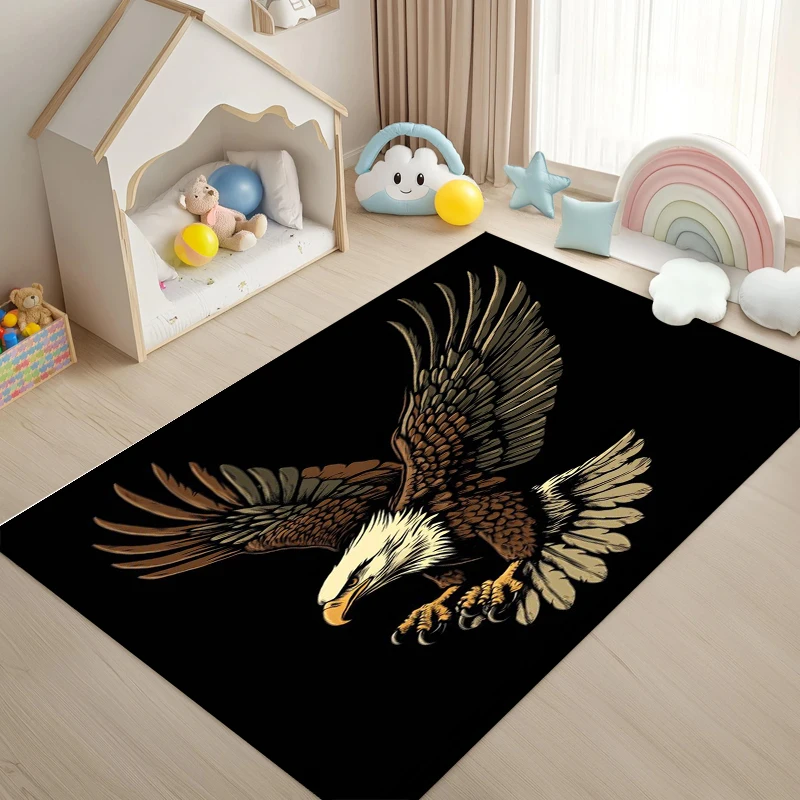 Stylish Artistic Bald Eagle and Falcon Print Area Rug, Soft Non-Slip Floor Mat for Living Room Bedroom Home Decor