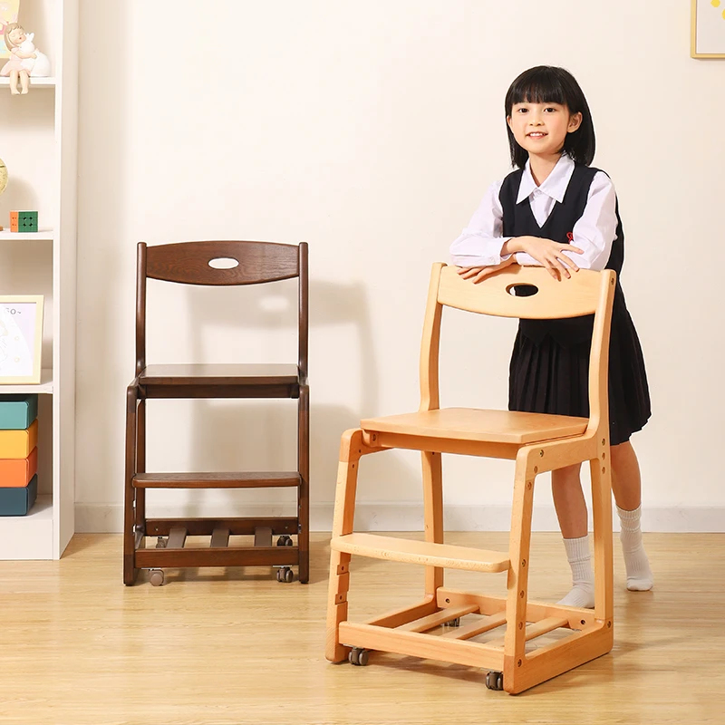 Stool Adjustable Learning Solid Wood Growth Seat Dining Chair Multifunctional Furniture with Pulley Muebles Hocker Holz мебель