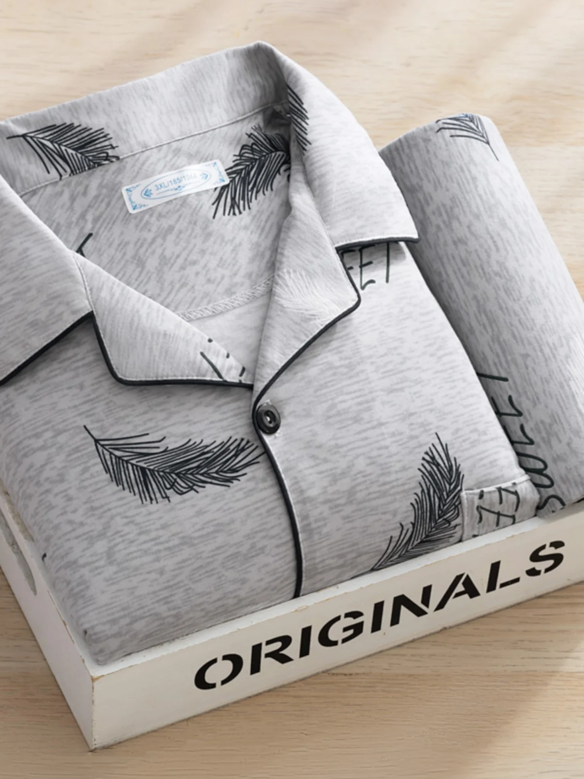 

Мужские тонкие хлопковые пижамы Long Sve, длинные брюки, комплект из двух предметов, повседневная простая домашняя одежда с принтом букв, весна-осень, молодежный Sle