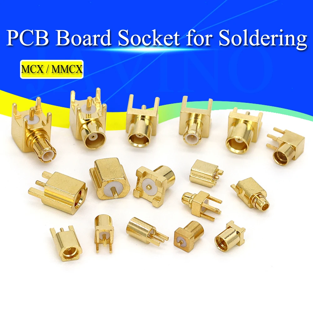 5PCS MCX MMCX Male Female PCB Mount Straight RF Coax Connector Right Angle 90-Degree Goldplated Welding Terminal