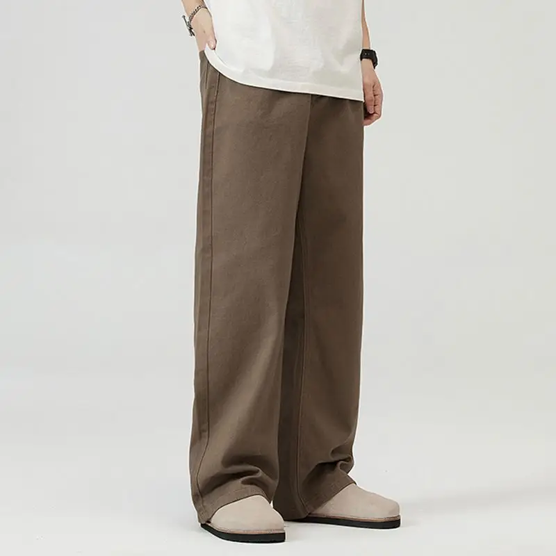 

Джинсы Cleanfit из коричневого денима, унисекс, свободного кроя, прямые, широкие штанины, повседневные, длинные брюки, ретро, из хлопка и полиэстера