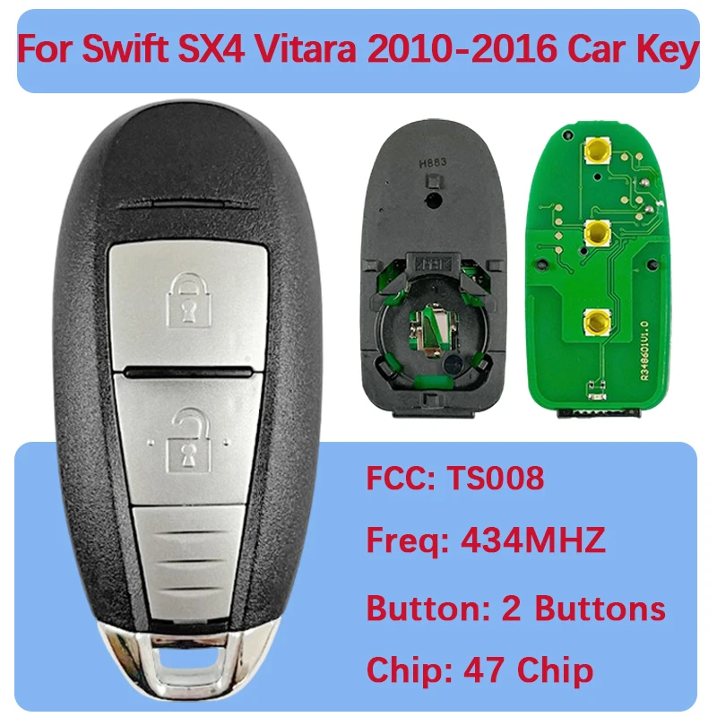 

CN048015 Aftermarket 2 кнопки умный дистанционный ключ FCC 5988-D731 47 чип 433 МГц Keyless Go для Swift SX4 Vitara 2010-2016