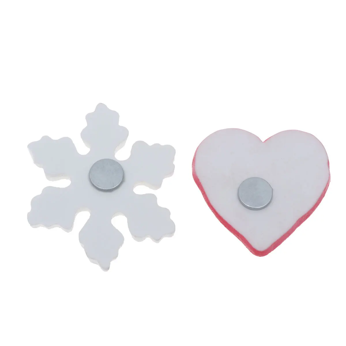 

2Pcs Resin Snowflake and Heart Fridge Magnets Christmas Theme Magnetic Stickers for Refrigerator Office Decoration Accessories