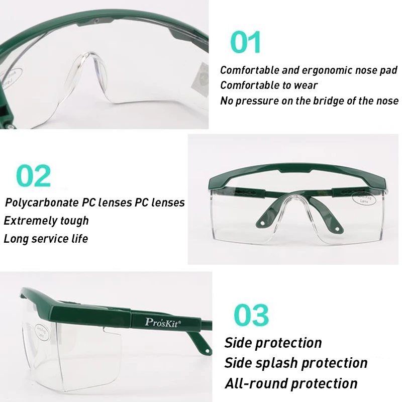 Pro'sKit Protective Goggles Effectively Filter UV Rays Dust-proof Wear-resistant Comfortable To Wear Suitable Multiple Scenarios