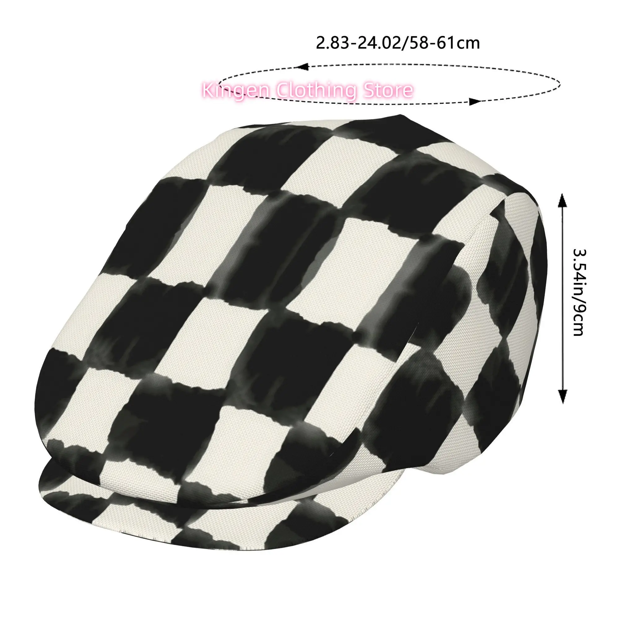 Ink Chessboard Men And Women Adjustable Flat Cap Newsboy Beret Ivy Cap Irish Cabbie Fishing Hats Forward Caps Gatsby Caps