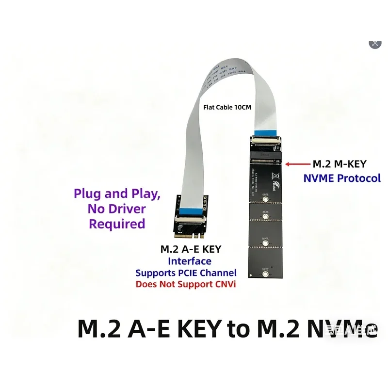 DD M.2 NGFF Key-M to Key A+E Riser Card, Converts 2230 SSD to 2280 Slot for Laptop Motherboard Upgrade