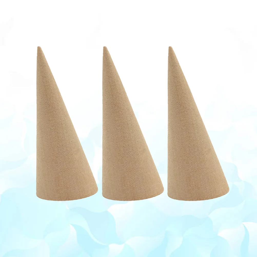 

3Pcs Ring Display Cone Large Oblique Wooden Durable Jewelry Showcase Rack Holder Ideal for Store Home Dressing Table