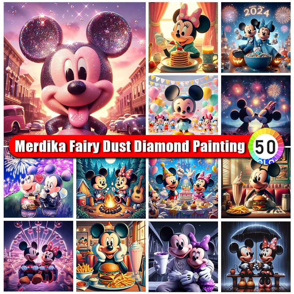 

Picture Size Fairy Dust Diamond Painting Disney New 2024 Kits Embroidery Mosaic Mickey Mouse Art Cross Stitch Home Decor Gift