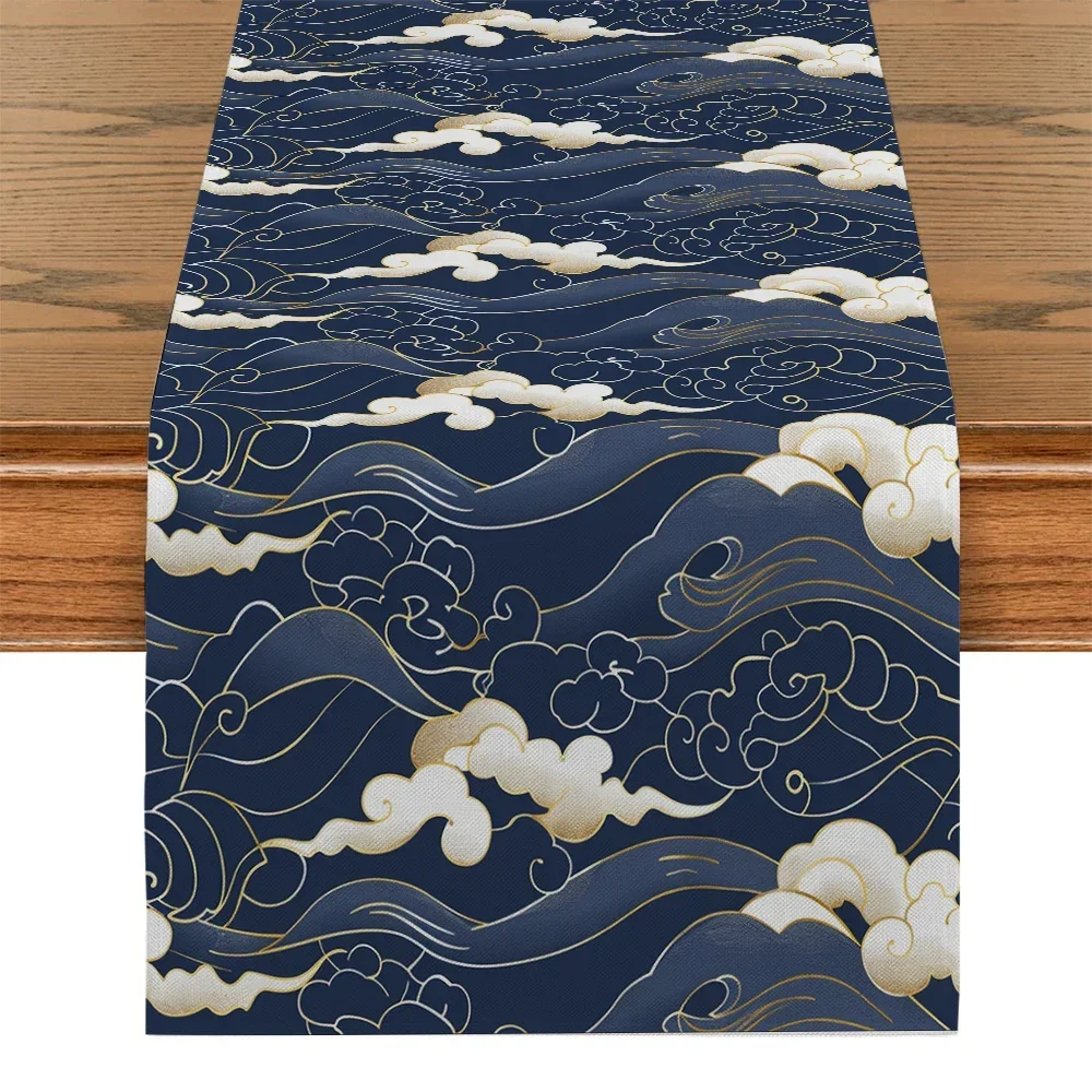 Somersault Cloud Art Table Runner Wavy Table Runner Suitable for Kitchen Dining Room Living Room Dressing Table Table Decoration