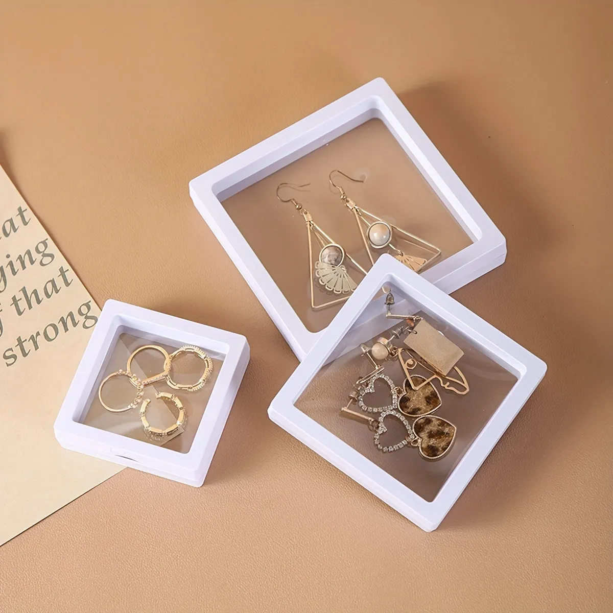 

10 шт., прозрачная плавающая коробка для демонстрации, пластиковая коробка для упаковки ювелирных изделий, коробка для хранения украшений, ожерелий, колец и коллекционных предметов.