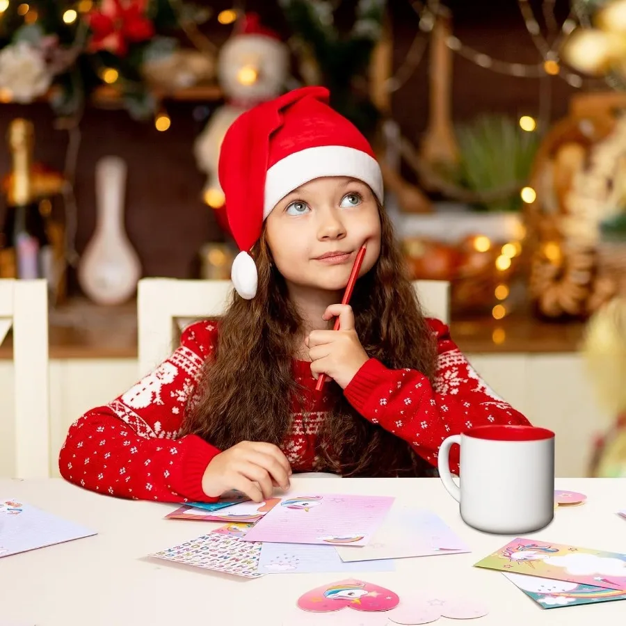 مجموعة قرطاسية WERNNSAI Unicorn - طقم ورق كتابة ومغلف مكون من 69 قطعة للفتيات طقم ورق كتابة الحروف مثالي لعيد الميلاد #3