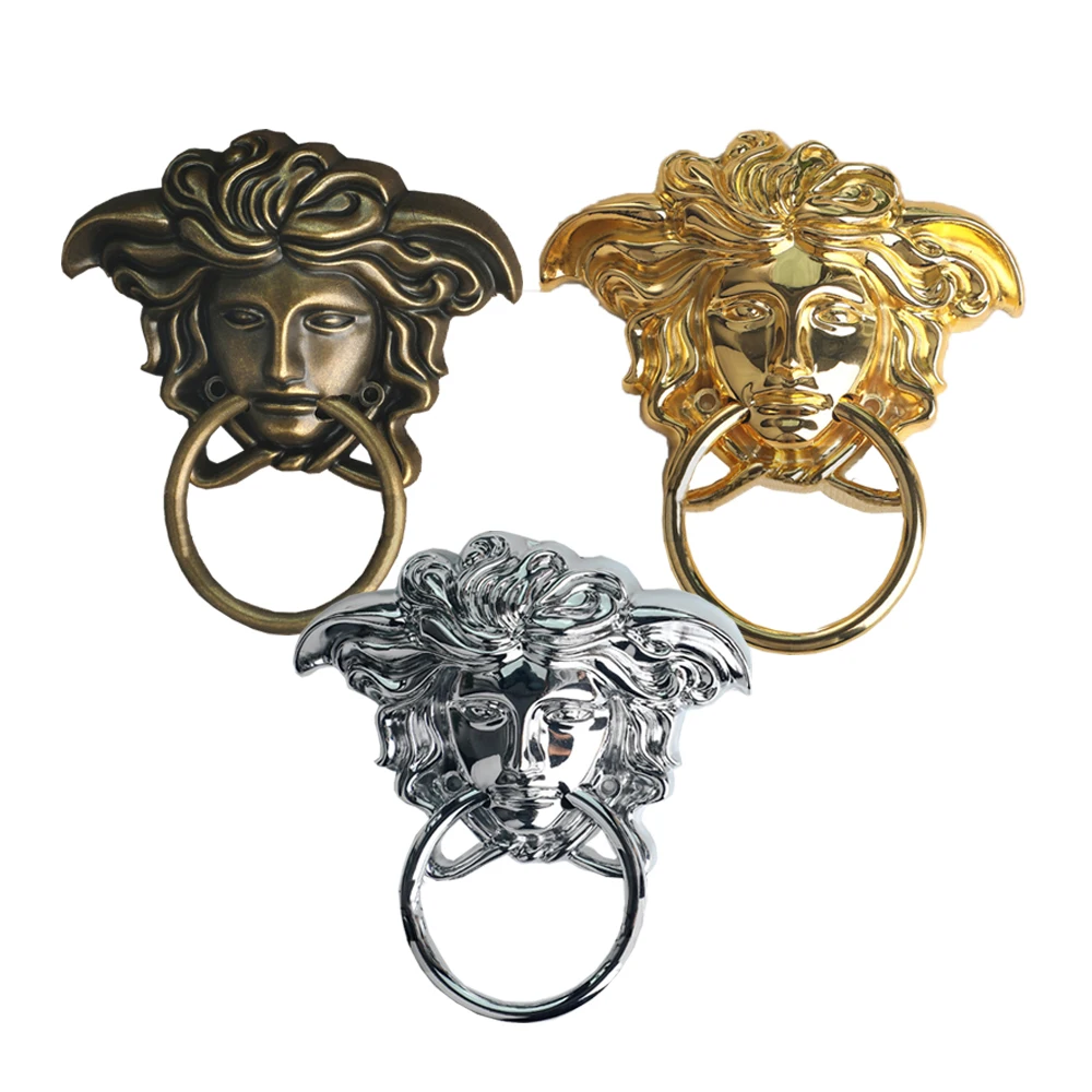 Retro Sofa Decoration Drop Ring Handle Wooden Door Furniture Chair Back Mounted Hardware Wood Door Pull Antique Human Facee