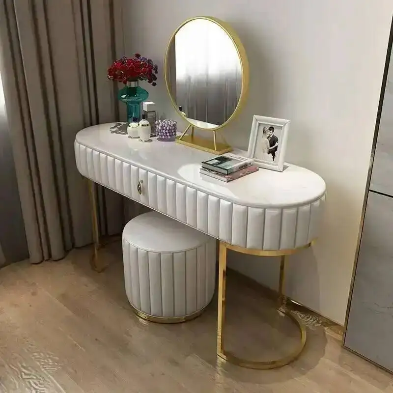 

Penteadeira Nordic Bedroom Luxury Dressing Dressers Modern Table LED Mirror Makeup Cabinet Bedroom Storage Vanity Furniture