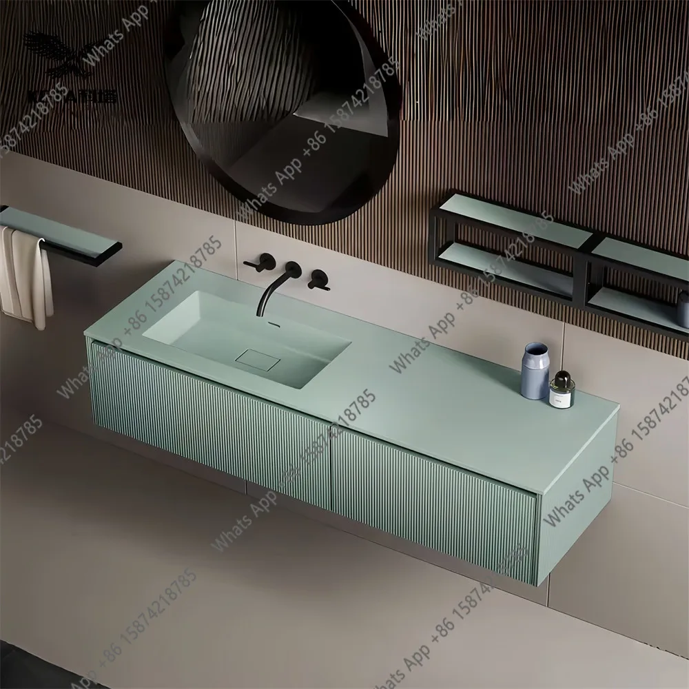 

Sky blue invisible launching square pure acrylic integrated hand washing basin under the counter basin