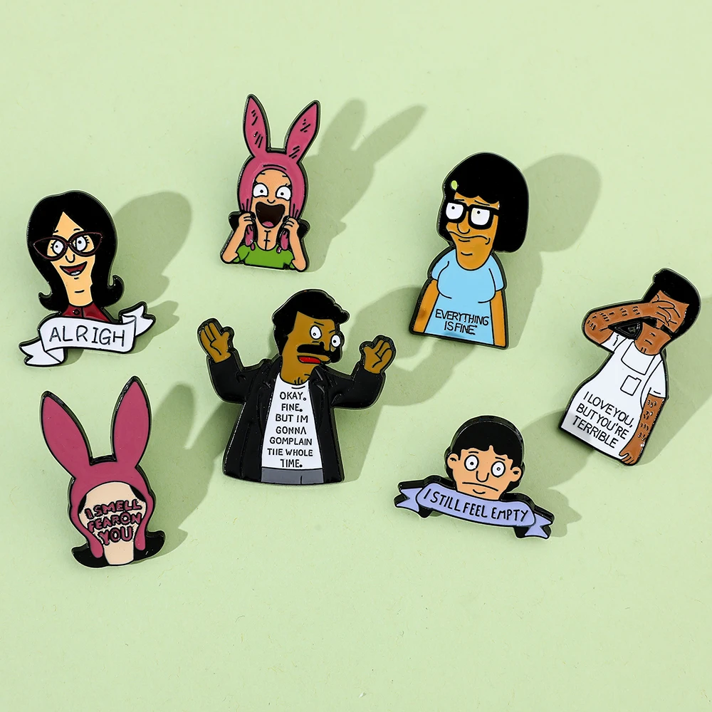 

Bob Belcheer Hamburger Cosplay Lapel Pin Bobs Burgers Brooch Cartoon Badge Lapel Pins for Jacket Backpack Jewelry Accessory