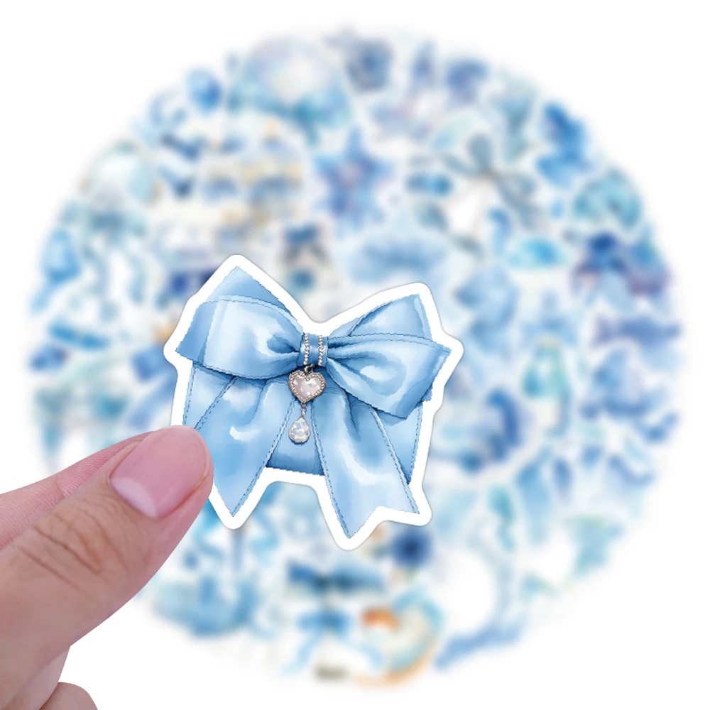 

10/30/60pcs Cartoon Cute Blue Girl Bow Graffiti Stickers for Stationery Luggage Phone Diary DIY Aesthetic Decoration Sticker Toy