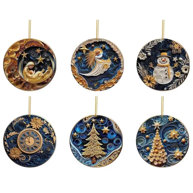 Acrylic Christmas Tree Ornaments Sea Theme 2D Acrylic Pendant Christmas Ornament Charm Christmas Tree Pendant Window Door Decor