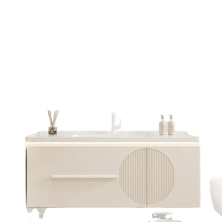 

Cream wind bathroom cabinet Light luxury bathroom Modern simple hand washing washbasin cabinet