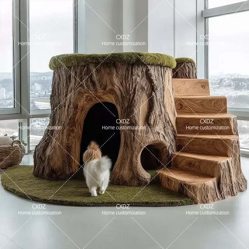 Artificial Stump Bonsai Fake Green Plant Bionic Tree Ornament for Living Room Home Decor Pet Nest Interior Decoration