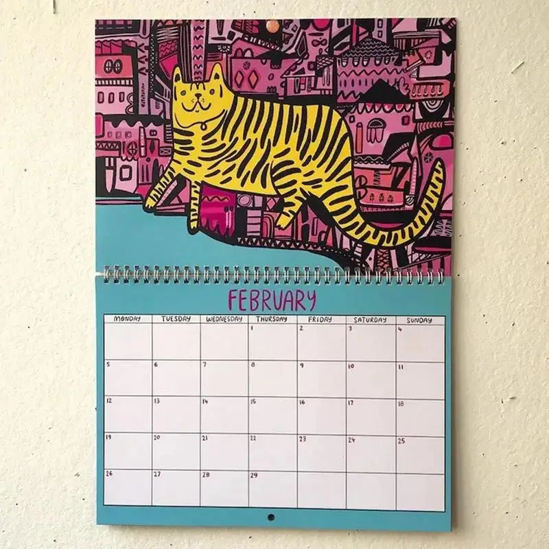 Imagem -04 - Cute Cartoon Cat Wall Calendar Calendário de Gatos Estranhos Planejador de Parede Engraçado Presentes de Ano Novo 2024