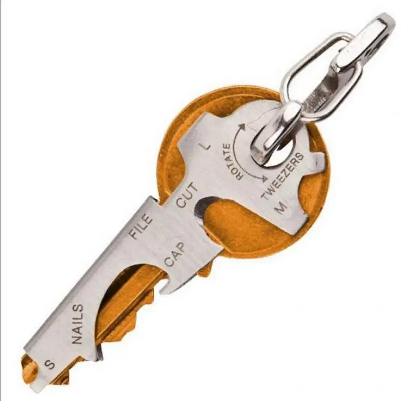 Key Bag Combination Card Edc Tool Hook Stainless Steel 8 In 1 Key Chain Portable Multi-function Key Clip Screwdriver Key Holder