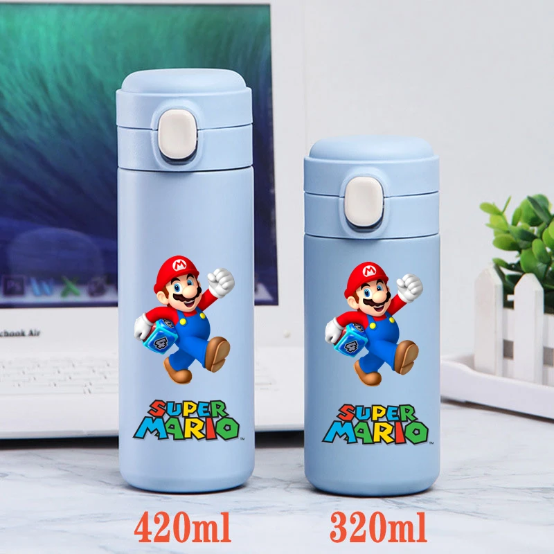 320/420ML Super Mario Bros.Stainless Steel Water Cup Vacuum Thermos Cup Travel Portable Insulated Bottle Keep Warm Cold Cartoon