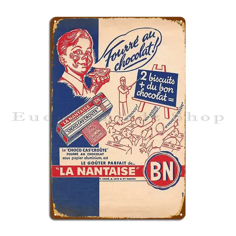 Vintage Advertising Poster Biscuit Lu Choco Bn Biscuiterie Nantaise Metal Plaque Poster Cinema Designer Club Tin Sign Poster