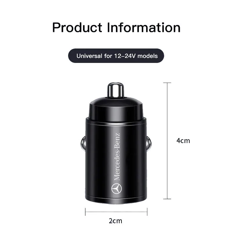 100 واط شاحن سيارة صغير شحن سريع لنظام أندرويد آيفون QC3.0 PD USB نوع C لمرسيدس بنز AMG W203 W206 W220 W205 W211 W212