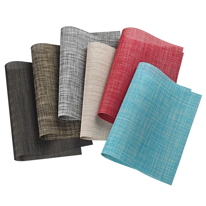 

4PCS Japanese Retro PVC Woven Placemats Heat Resistant Table Mats Cup Coasters Western Dining Set Doily Restaurant Mats & Pads