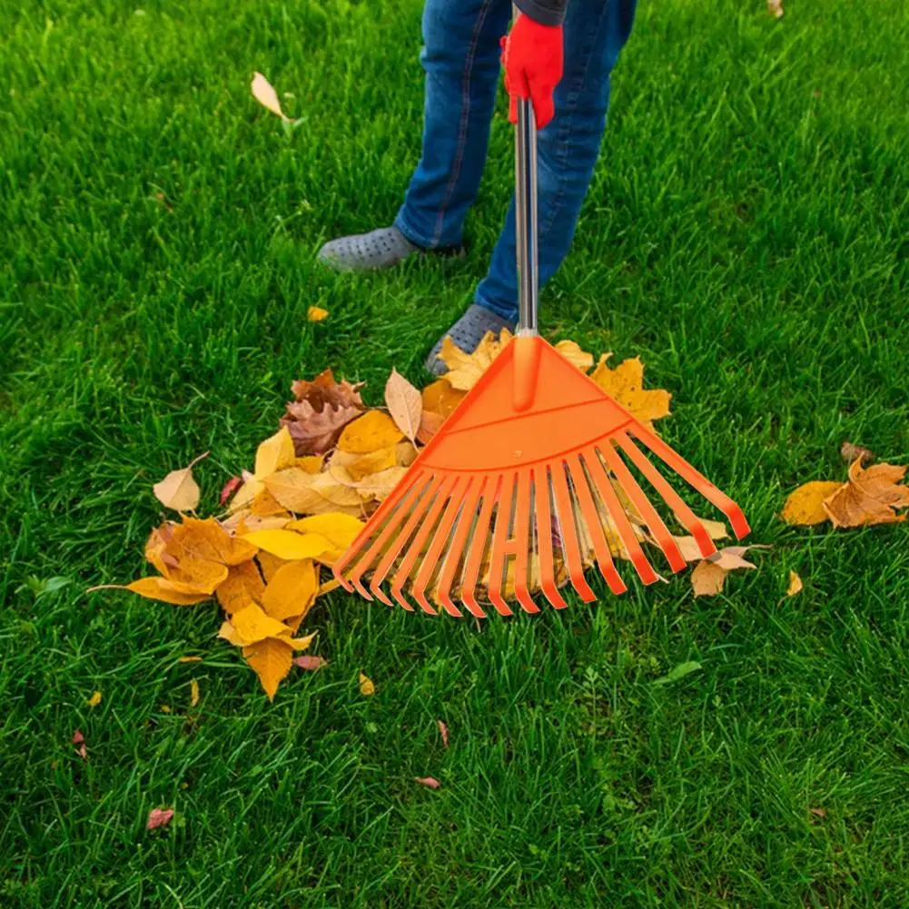 36*28.5cm Garden Rake Weed Puller Tool With Long Adjustable Handle Design Easy Installation Wide Application Large Leaf Rake