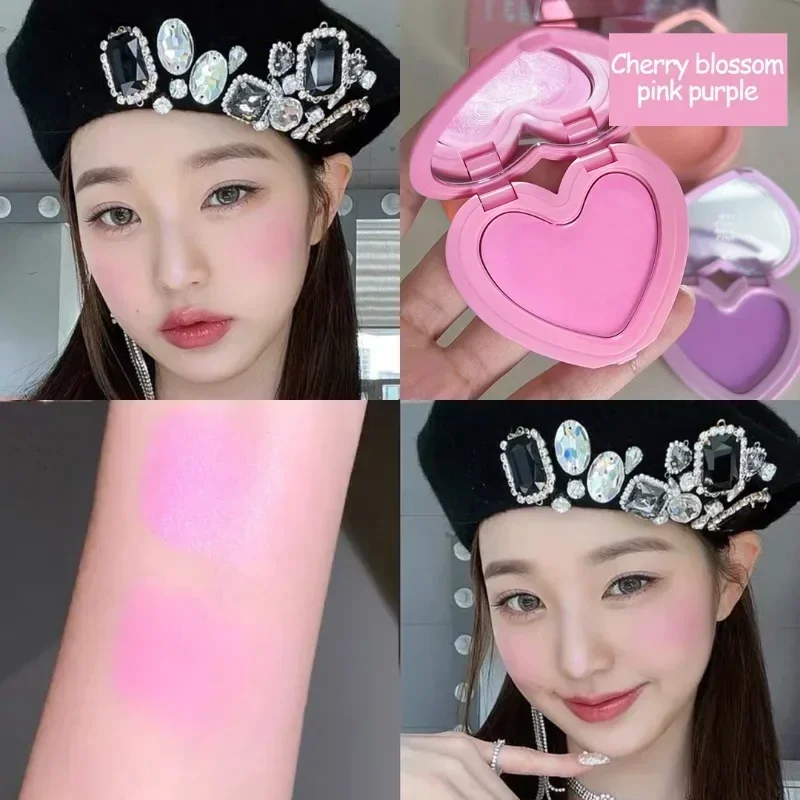 Heart Blush Cream Red Rouge Matte Beauty Makeup Cheek Lip Tint Cream Blush Red Fruit Pulp Dye Cheeks Shyness Blushing Facial