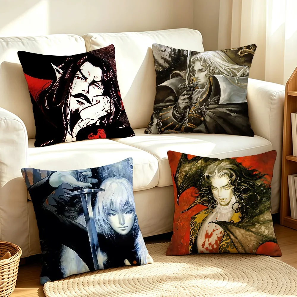 C-Castlevania Game Symphony of the Night cushion cover Soft Smooth Pillow Case Hidden Zipper Washable Decorative Office Gift