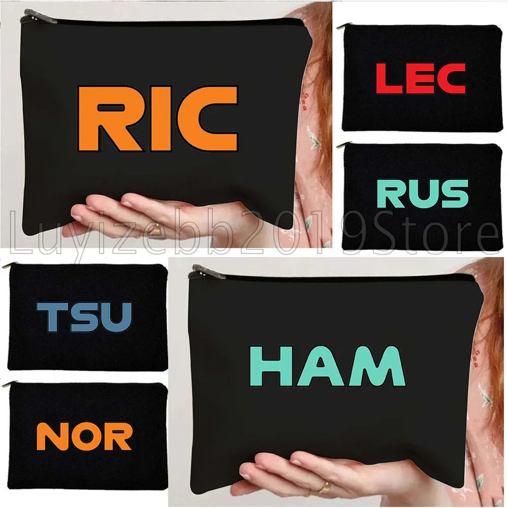 Fashion Racer Name Racing Fan Gift Canvas Cosmetic Bag Makeup Case Travel Toiletries Organizer Storage Make Up Pouch Pencil Case