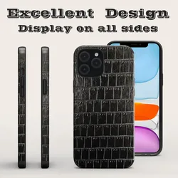 1 Black Crocodile Pattern Anti-Drop and Shockproof Leather Phone Case with Sound Conversion Design and Leather Bonding Process