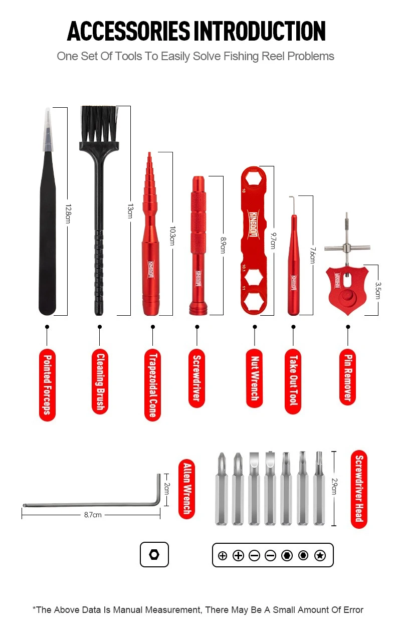 Kingdom Tools For Reel Maintenance 10pcs Bearing Tool For Spinning Reel Repair Kit For Baitcasting Reel Lightweight Use Tools