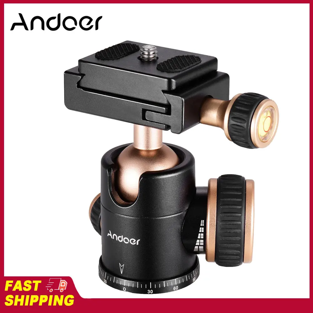 Andoer Schnellwechselplatte Q30 Stativ-Kugelkopf Max. Tragkraft 5 kg mit 1/4 3/8 Zoll Schraubenloch-Werkzeug für Smartphone-Kamerastativ