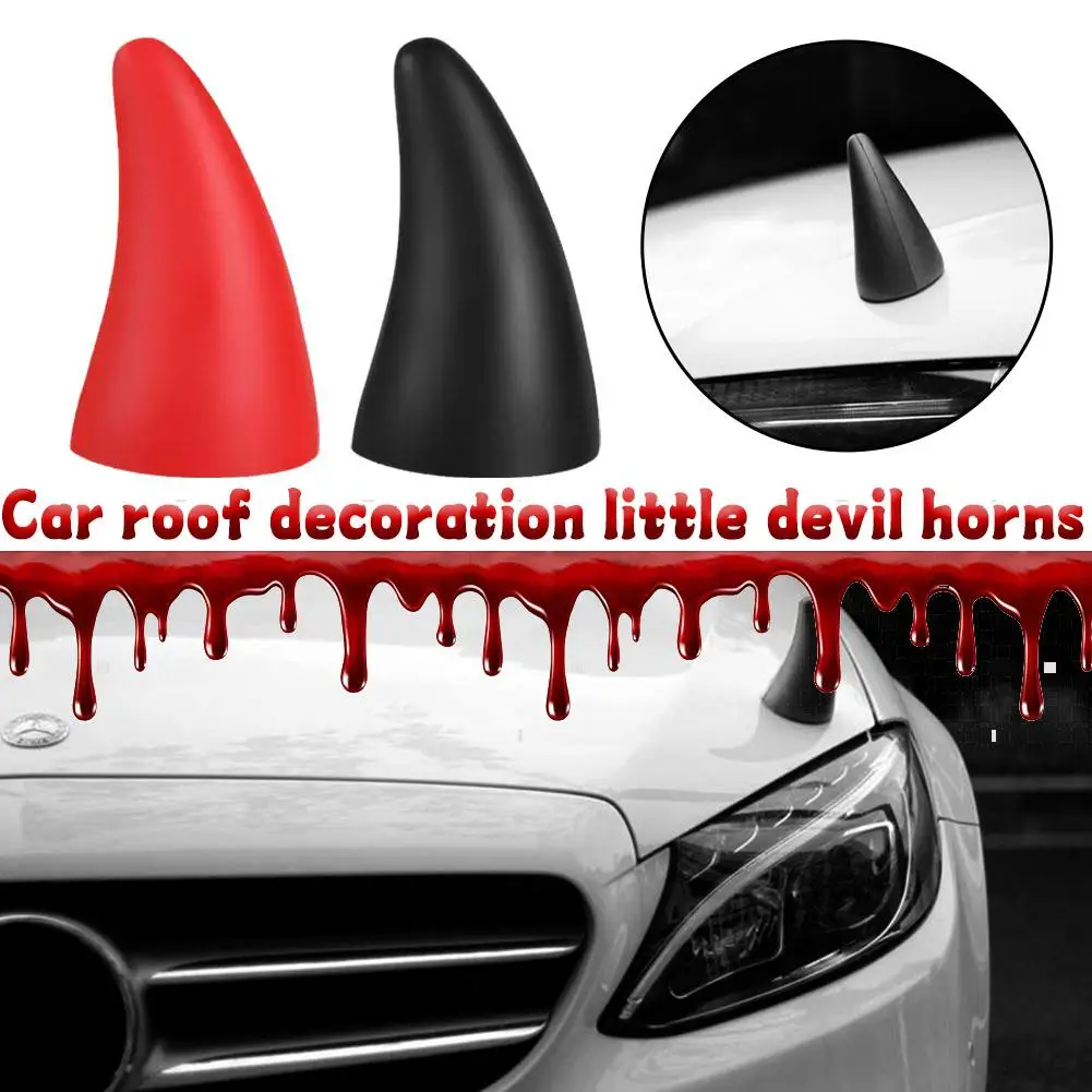 Super Cool 3D Little Devil Car Roof Decoration Devil Cute Sticker Black Tentacles Horns Halloween Decoration Anti-collision G4C4