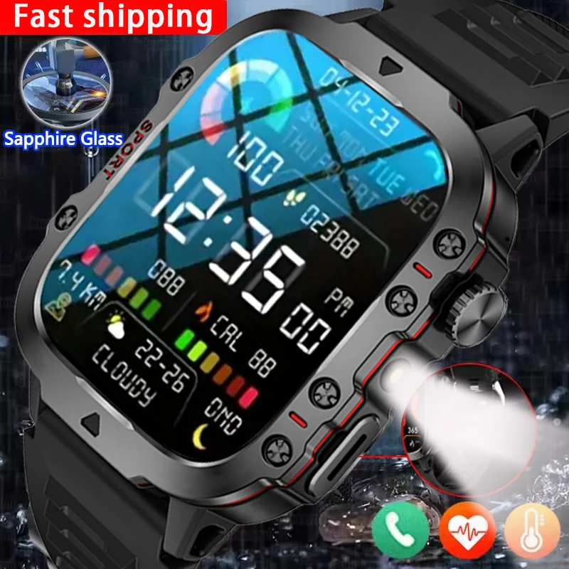 

New Military Grade Smart Watch Men 1.81" AMOLED Screen Waterproof Sports Fitness Tracker BT Call Smartwatch Men For Android IOS