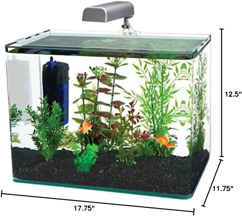 Desktop Nano Aquarium Kit – Includes LED Light, Internal Filter, and Mat – Perfect for Shrimp and Small Fish – 10 Gallon Tank