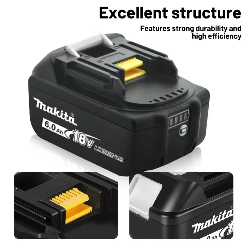 NEW 100% Original Makita 18V6000mAh rechargeable battery can replace BL1830BL1850BL1860, suitable for Makita DTW700 with charger