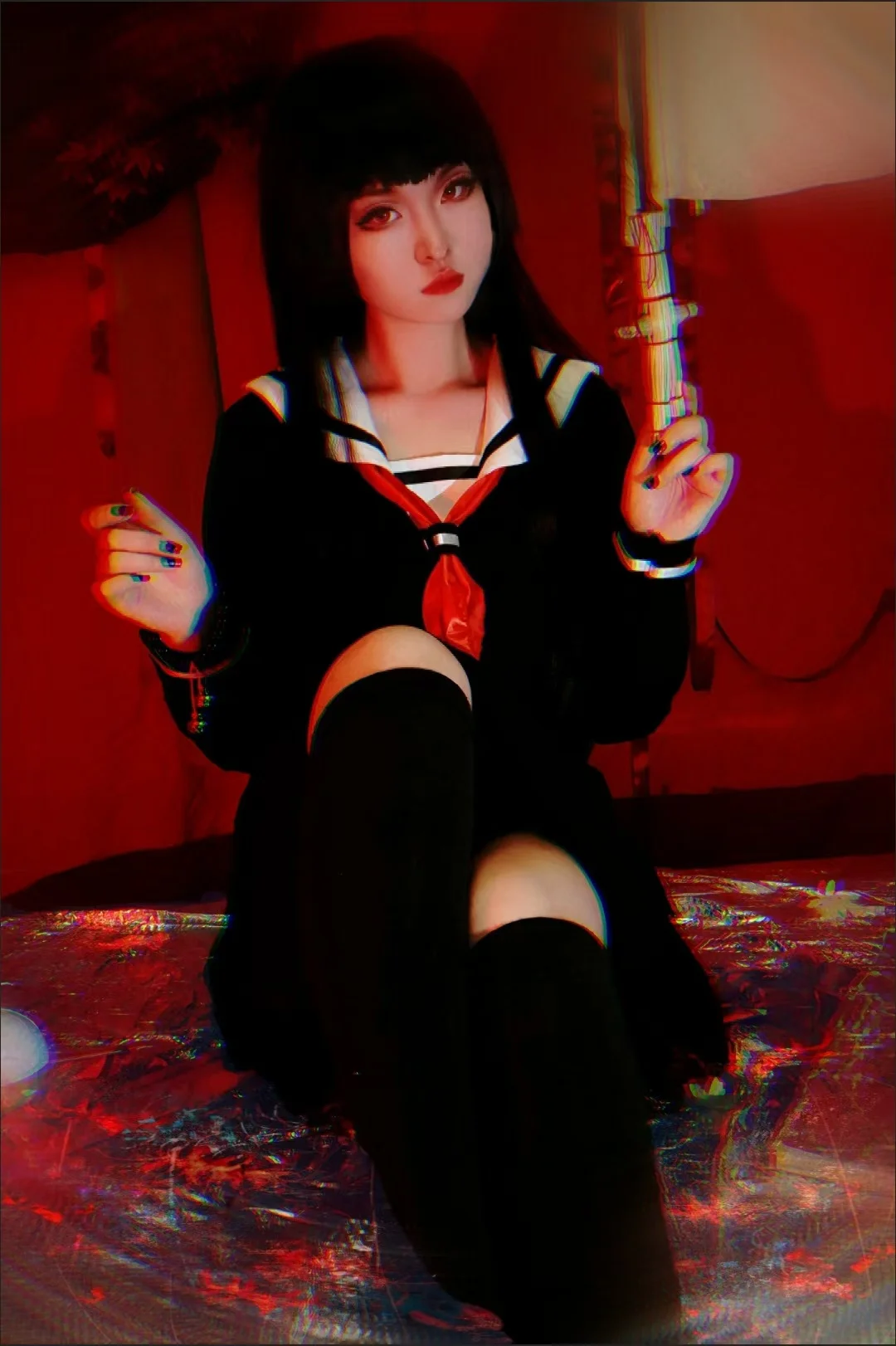 

Hell Girl Ai Enma Cosplay Costume Sailor School Uniform