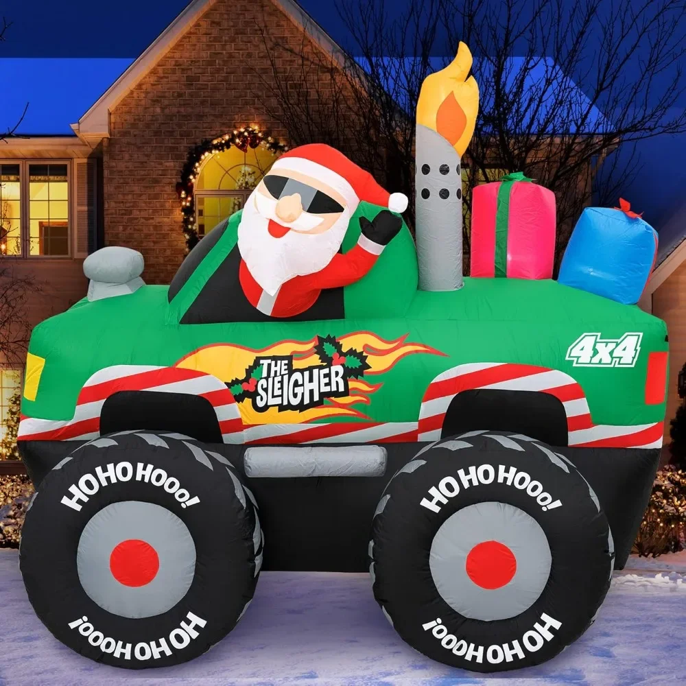 

Christmas Inflatables Large 6 ft Santa's Monster Truck -X-mas Decorations for Yard