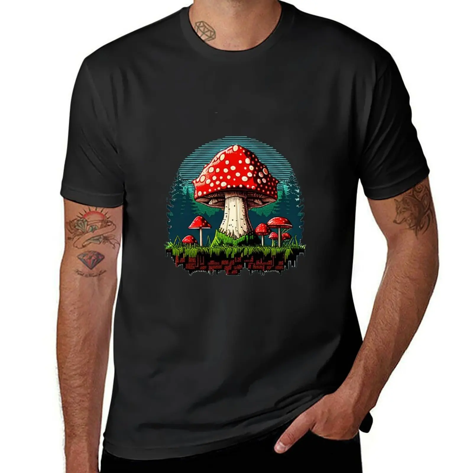 Magical Mushroom Adventure: A Retro 16-Bit T-Shirt summer clothes funnys quick drying plain fitted t shirts for men