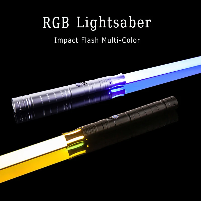 Sabre lumineux en métal amélioré avec son de battement de vibration, épée laser respiratoire, jouet LED, RVB, 16 couleurs, 2 en 1