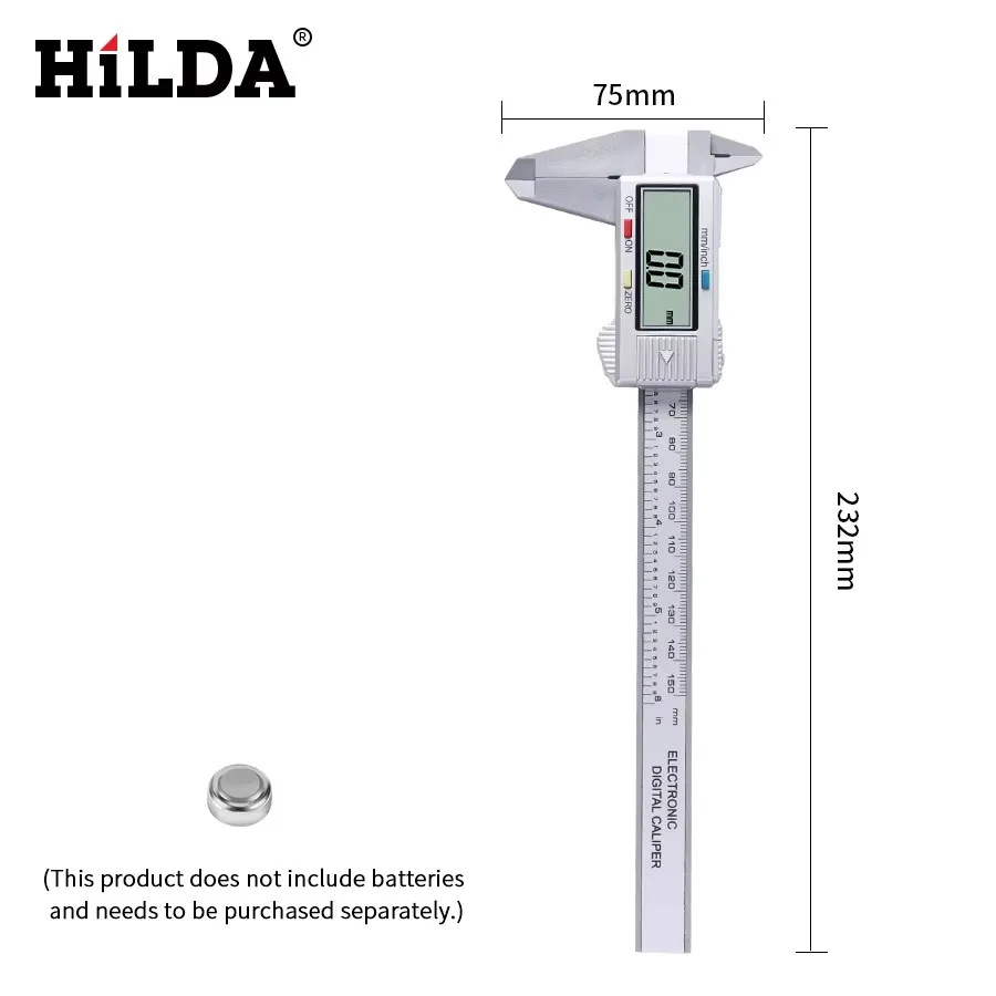 HILDA Electronic Digital Caliper Carbon Fibre Plastic Vernier Caliper Micrometer Ruler High Precision Measuring Gauge Tool gallery 5
