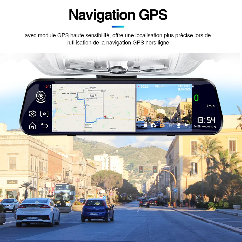 Image 5: Yangoood Dashcam 1080P Enregistreur de voiture 10 pouces avec streaming 4G Android ADAS, enregistrement enregistreur de recul 1080P en option