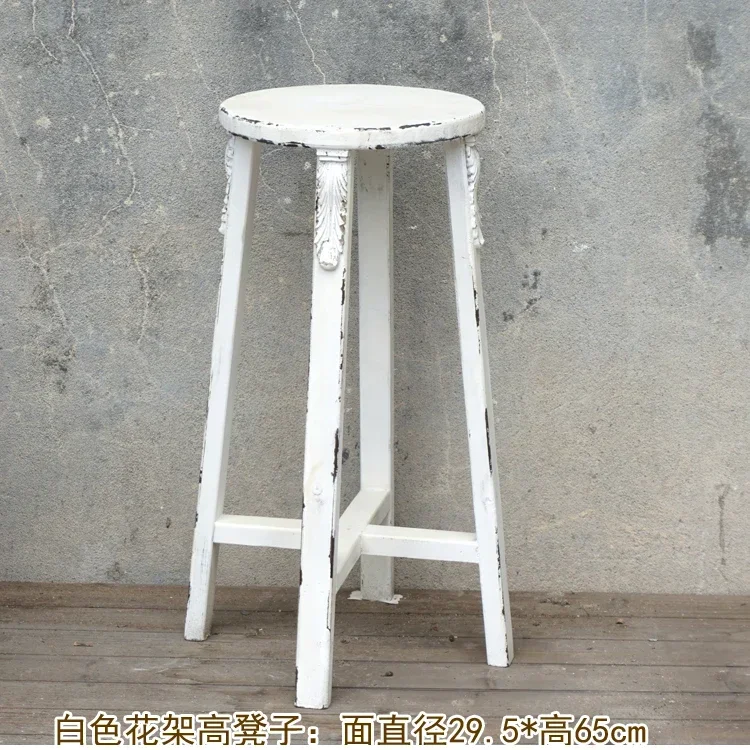 

Solid Wood Flower Stand Vintage Gardening Outdoor Bar Chair Climbing Stool